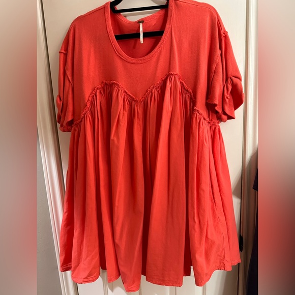 Free People - Catalina Mini Dress in radiant watermelon (orange tone) - Picture 1 of 7